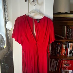 Forever 21 Red Open Back plunging romper